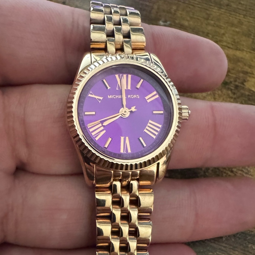Michael Kors Gold Watch with Purple Dial